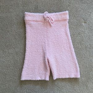MESHKI FUZZY PINK BIKER SHORTS